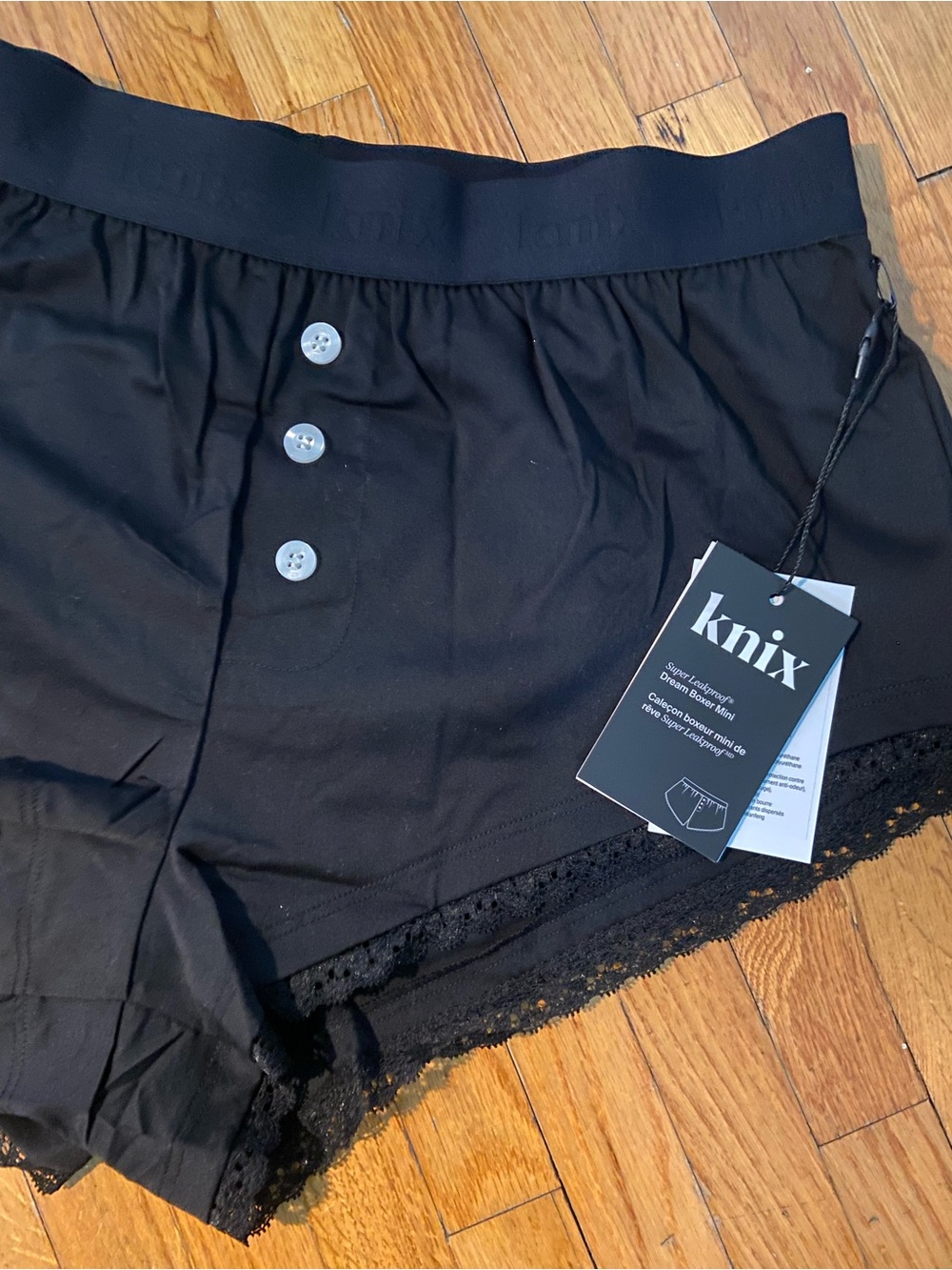 Knix leakproof Black Lace-Trim Boxer Shorts - Picture 4 of 6